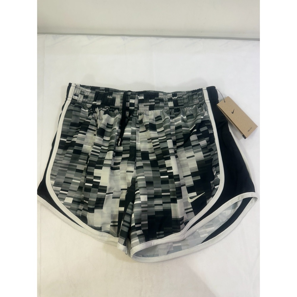 Nike Dri-FIT Running Shorts Women's XS Black Grey Pixel Print Lined DX0044-010